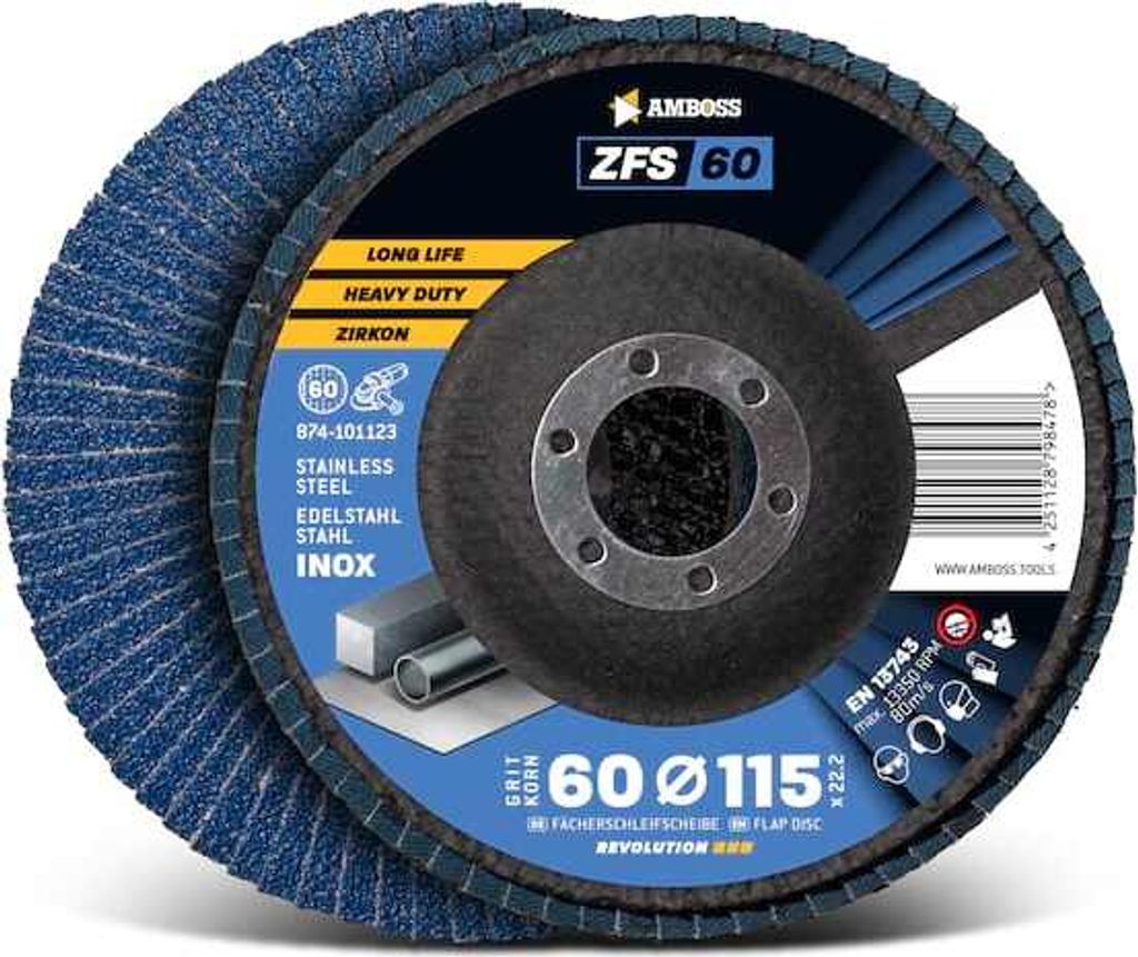 1x Amboss ZFS Fächerschleifscheibe Korn:60 Ø115mm