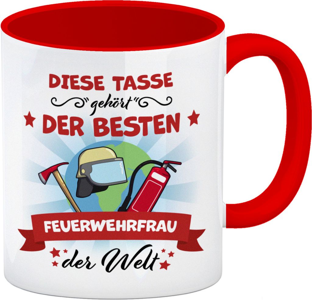 Beste Feuerwehrfrau der Welt Kaffeebecher Rot