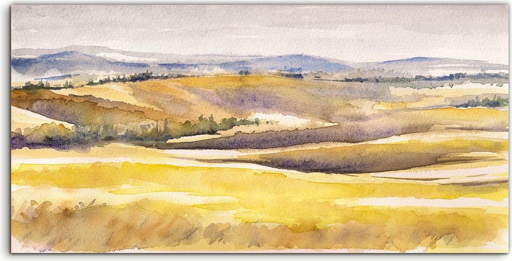 Coloray Acrylbild 100x50 Wandbild Acrylbilder Kunst Toskanische Landschaft Aquarelle