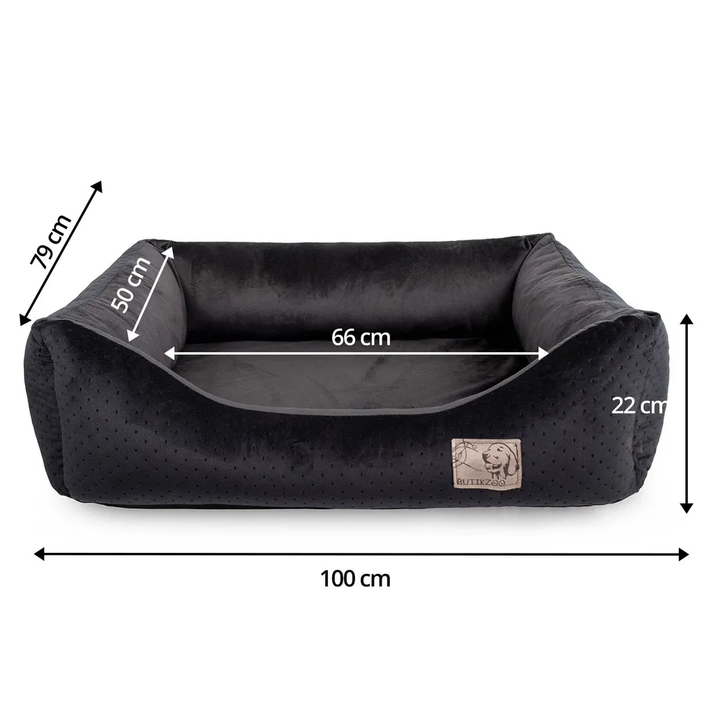 Letto per cani Premium Velvet Black XL - 103x80x24 cm | Divano morbido per cani e gatti - 3