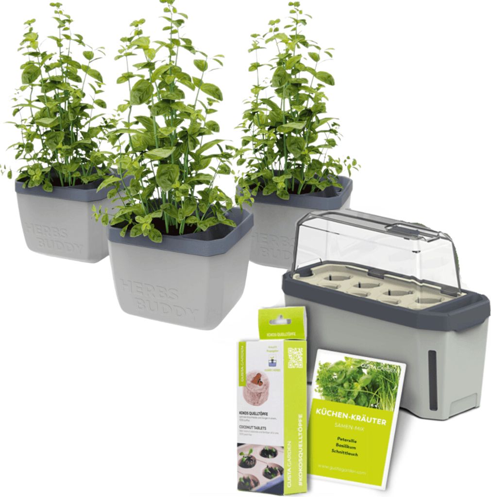 Gusta Garden Stadtkräutergarten-Set 6-teilig, hellgrau