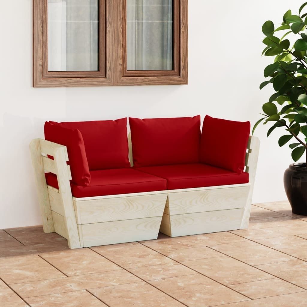 Garten-Palettensofa 2-Sitzer mit Kissen Fichtenholz , Produktbild 