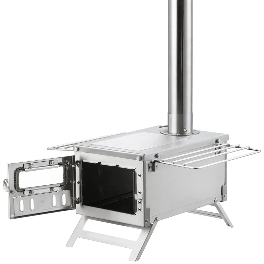Poêle à bois pour tente chaude - Four de camping extérieur avec conduit - 10