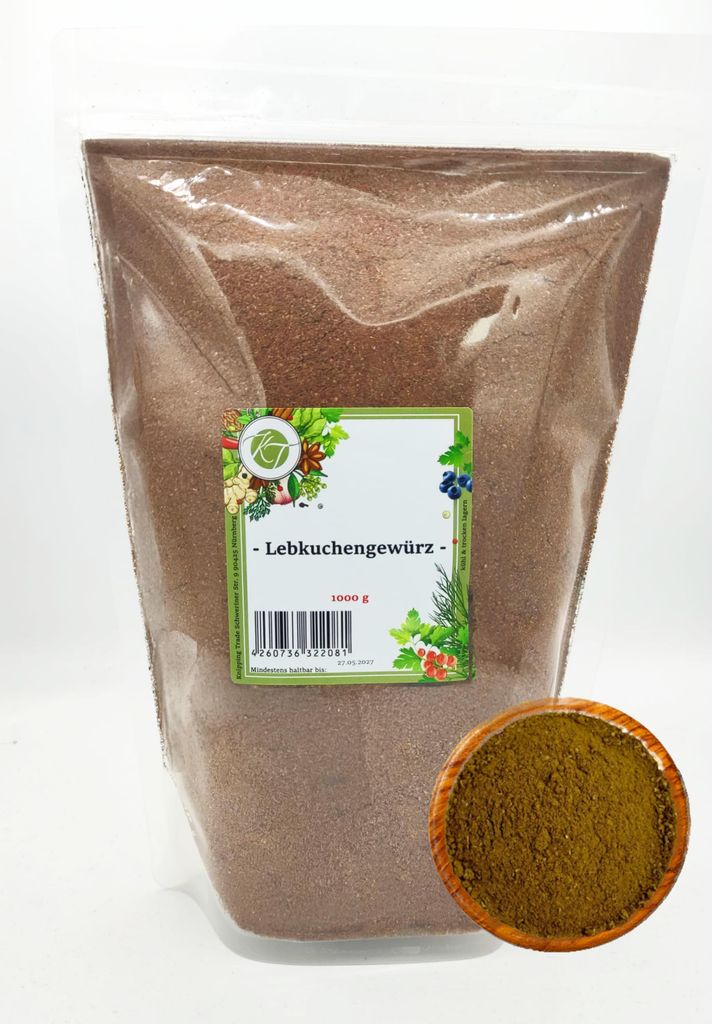 K T 1000 g / 1 Kg Lebkuchengewürz Gewürzzubereitung für Pfefferkuchen- und Weihnachtsgebäck - 1A Qualität
