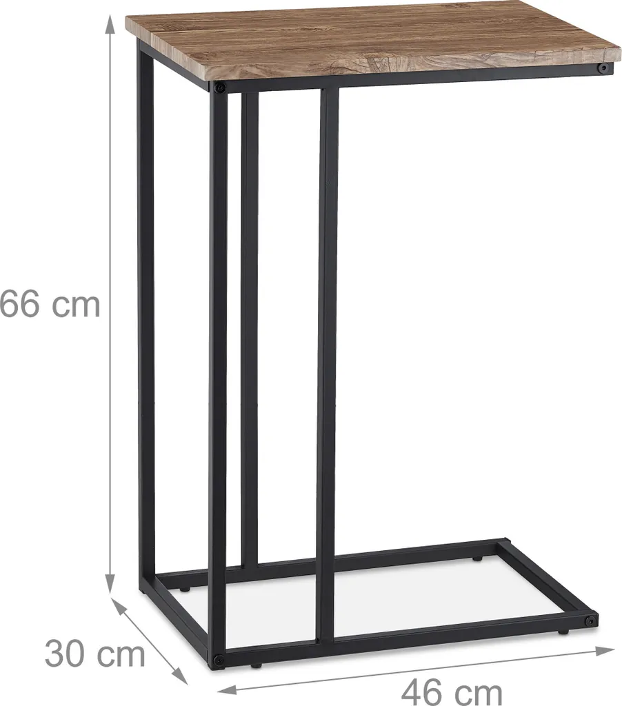 Relaxdays Table d'appoint Industrial - Bout de canapé métal et bois noir - 4