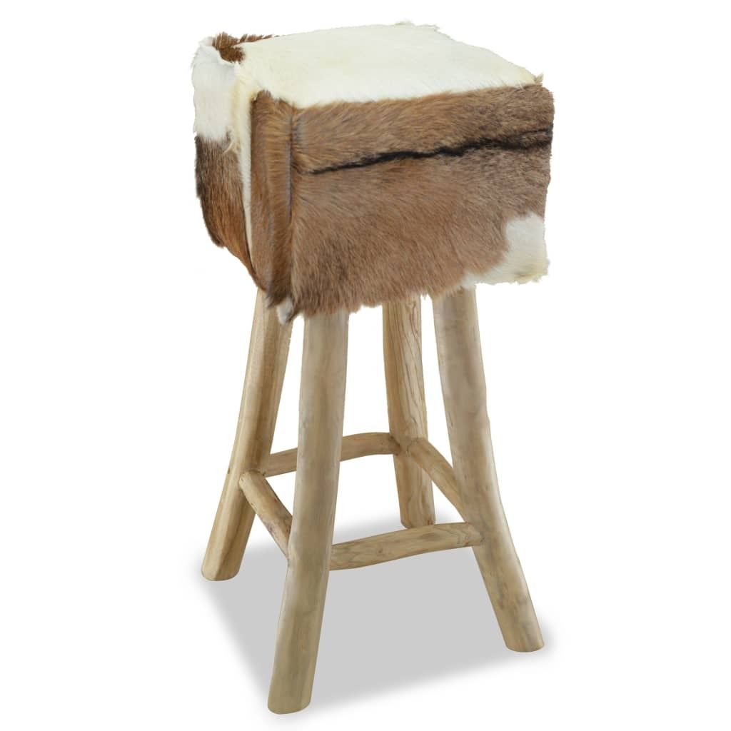 "2026 MODERNE"Barhocker für Küche - Tresenhocker - Barstuhl - Ziegenleder und Massivholz Teak - Barstühle klassischem Design CC8359767