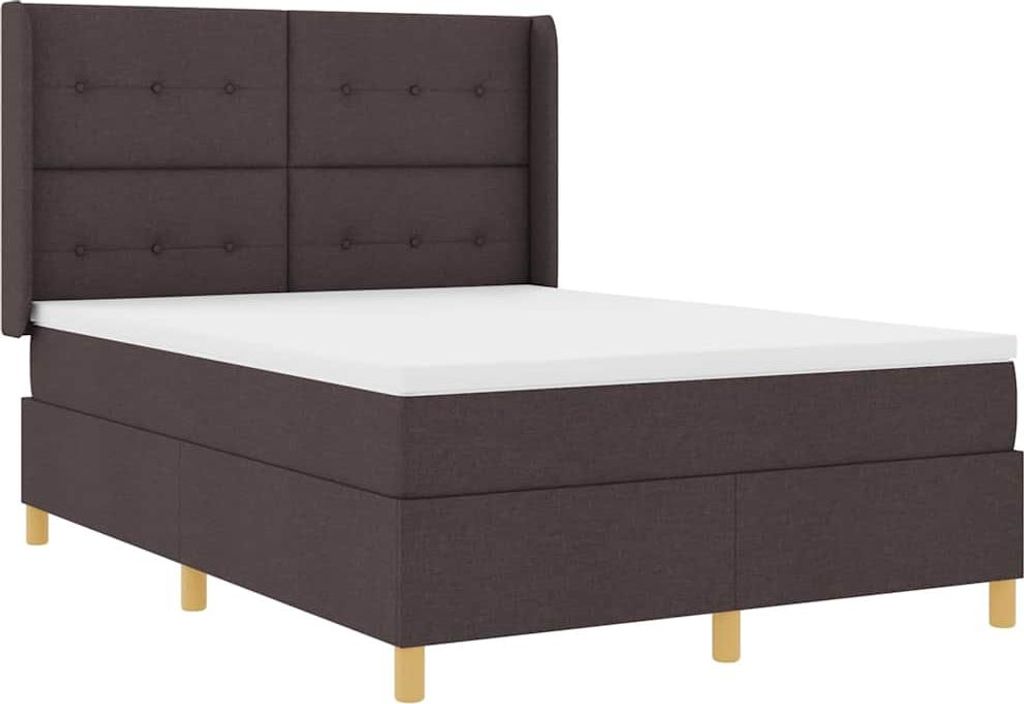 vidaXL Boxspringbett mit LED-Lichtleisten Braun 140 x 190 cm Stoff