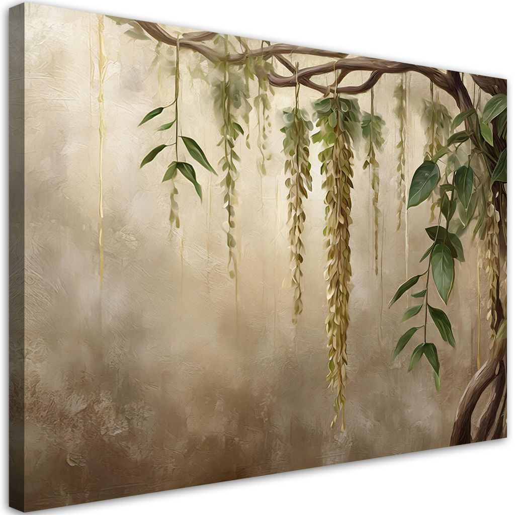 Leinwandbild Blätter Pflanzen Natur 60x40 Feeby Beige bild für die wand bereit zum aufhängen