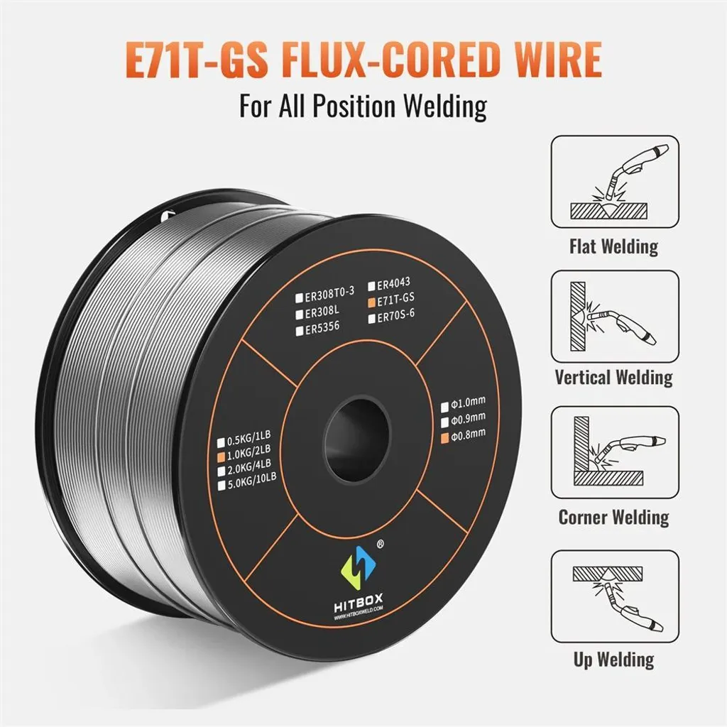 Fil de soudage fourré AWS E71T-GS MIG sans gaz 0,8 mm bobine de 1 kg