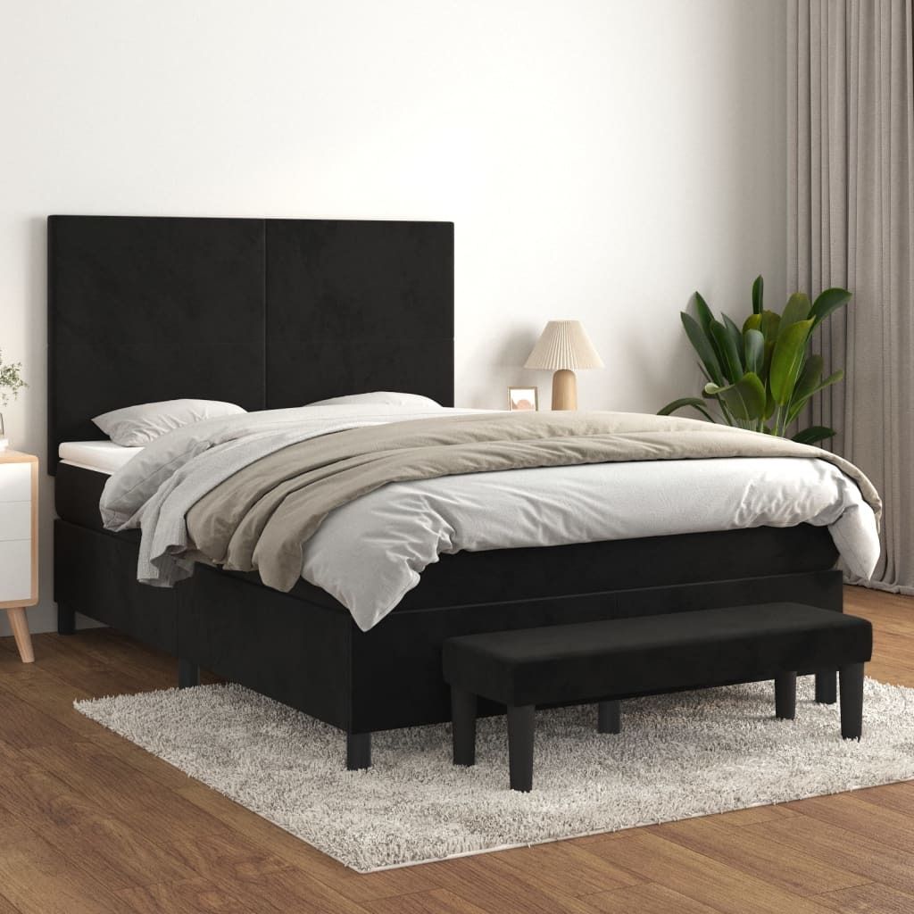 Maison Exclusive - Boxspringbett mit Matratze Schwarz 140x200 cm Samt