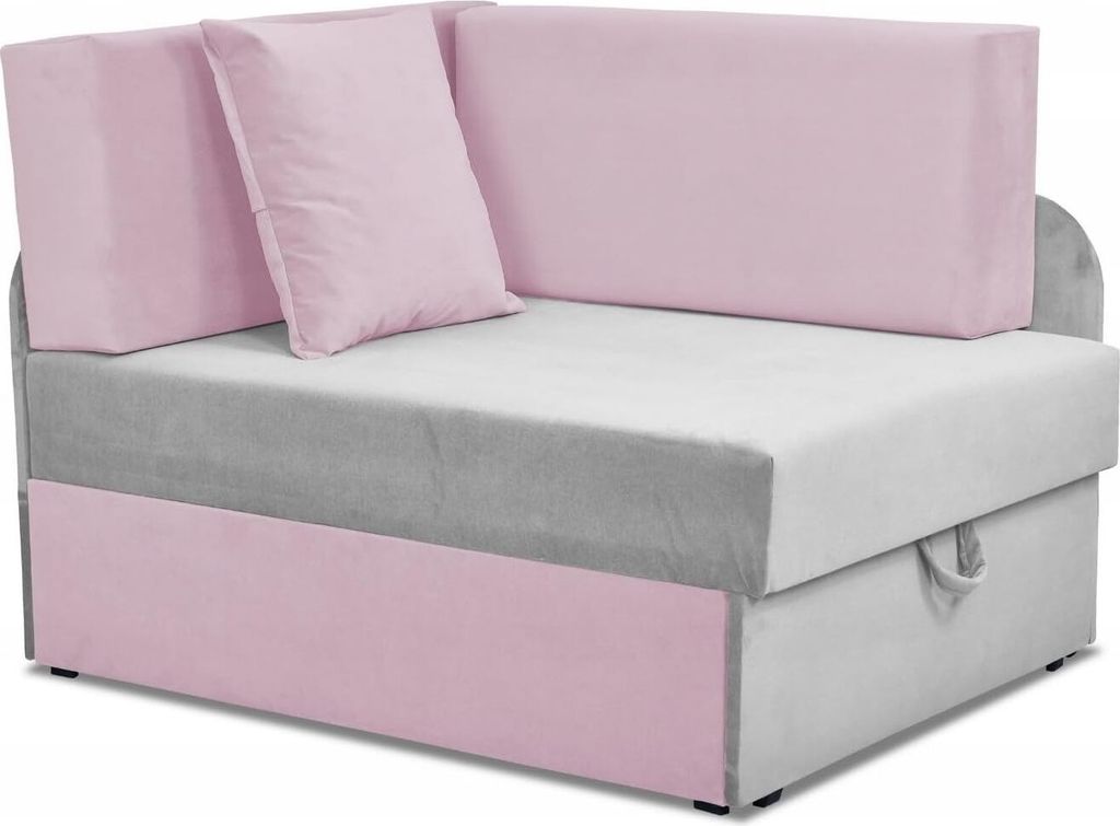 Family Meble Kindersofa Denis Duo Ecksofa mit Schlaffunktion Bettzeugbehälter 3 Schlaflängen Strapazierfähiges Material Schmutzabweisend (Trini ...