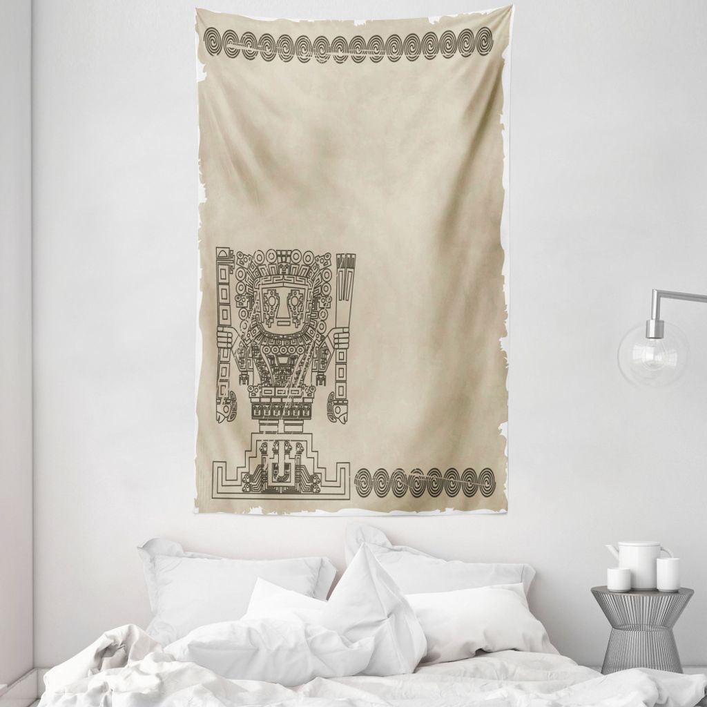 ABAKUHAUS Amerikanischer Ureinwohner Wandteppich und Tagesdecke, Maya-Relikt aus Weiches Mikrofaser Stoff Waschbar ohne Verblassen Digitaldruck, 14...