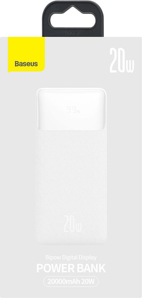 Baseus Bipow Powerbank mit Schnellladung 20000Mah 20W Weiß Produktbild 10