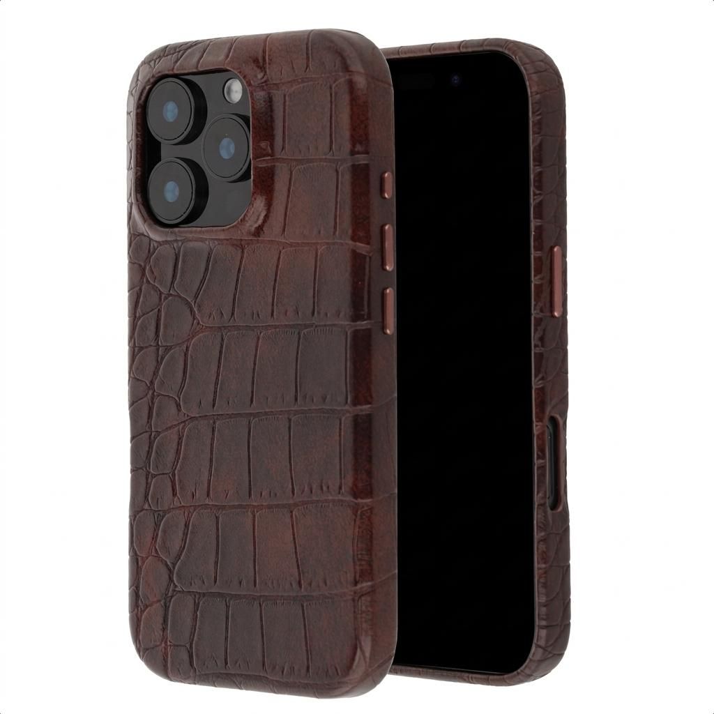 Selencia Croco Backcover mit MagSafe für das Apple iPhone 16 Pro – Choco Brown