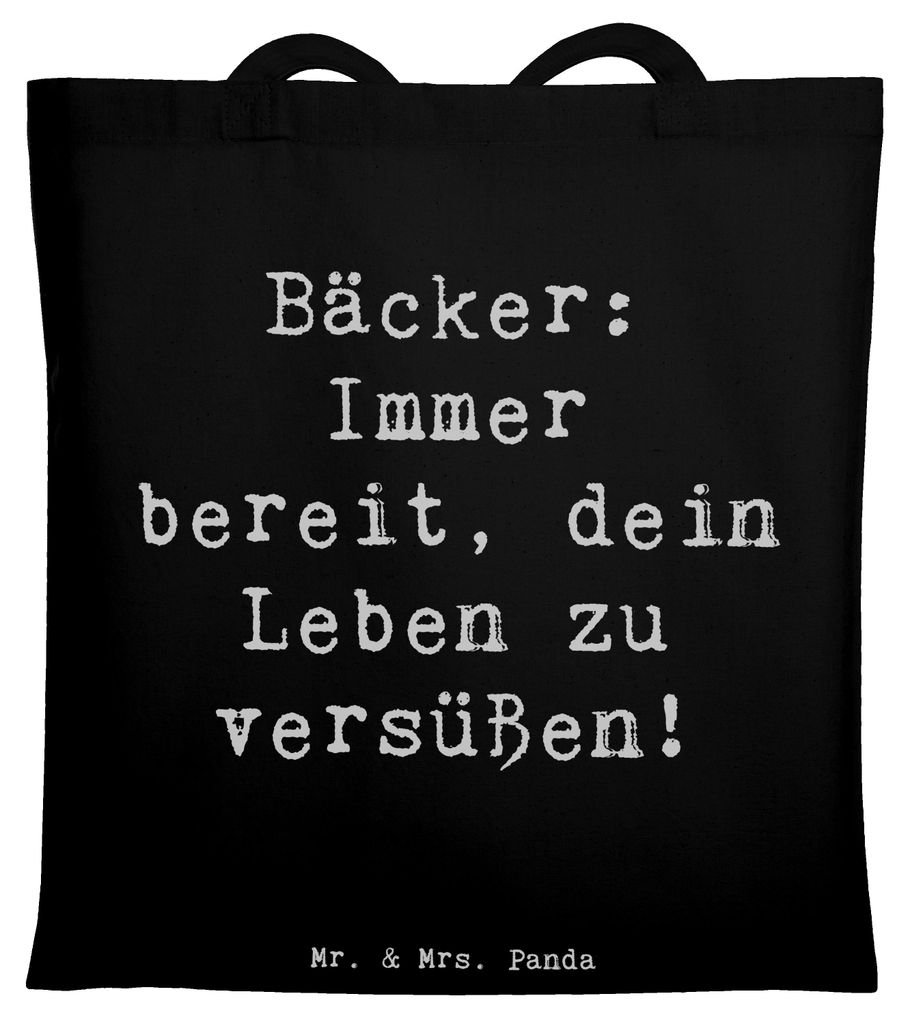 Mr. & Mrs. Panda Tote Bag Spruch Bäcker Freude - Schwarz - Geschenk, Tasche, Schultasche, Berufe, Backstube, Backkunst, Konditor, dein Leben zu ve...