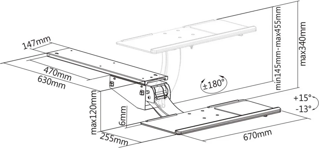 Support Clavier sous Bureau pour Télétravail et Gain de Place Bureau - 6