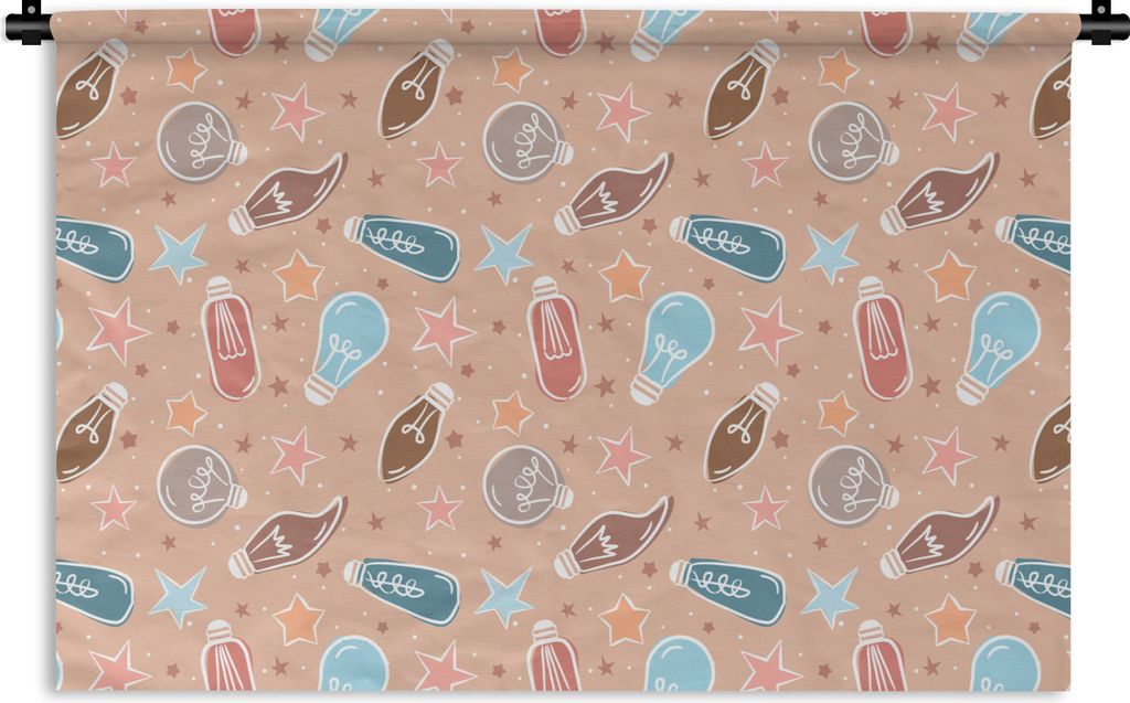 MuchoWow Wandteppich Wandbehang Karikatur - Pastell - Lampe 150x100 cm Tapisserie Dekoration Wandtuch - Waschbar - Tapisserien - Wand-Decke