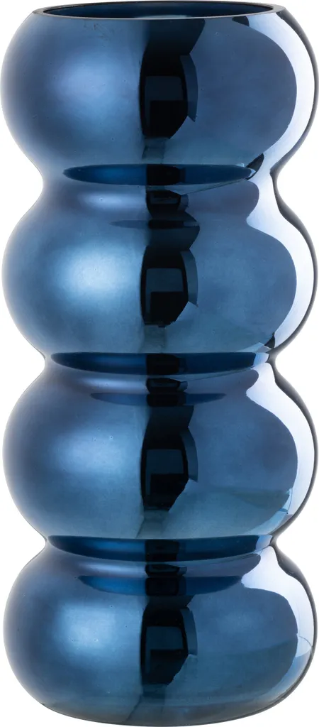 J-Line Vase Chenille en Verre Bleu Décoratif pour Salon et Intérieur