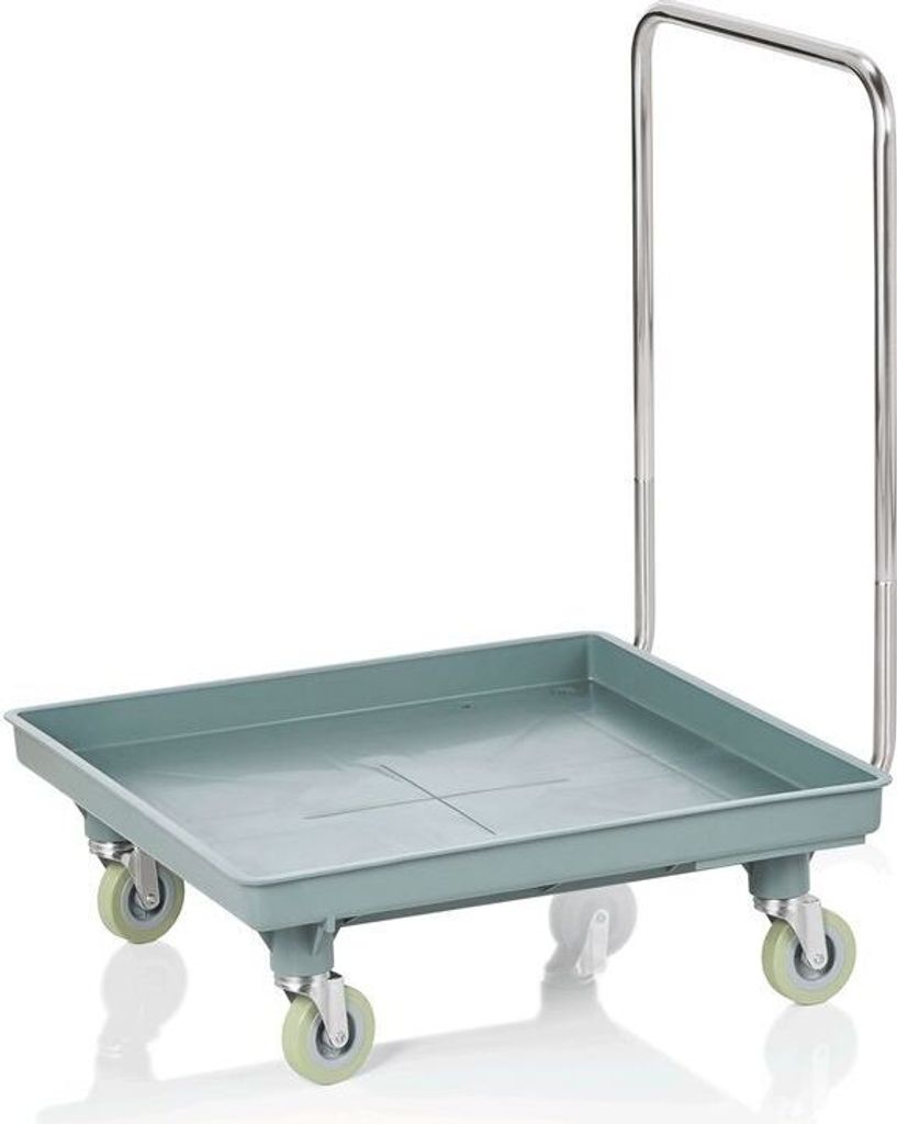 2x Transportwagen mit Gruff 53 x 53 cm, 4 schwenkbare Rollen, Edelstahl, Polypropylen