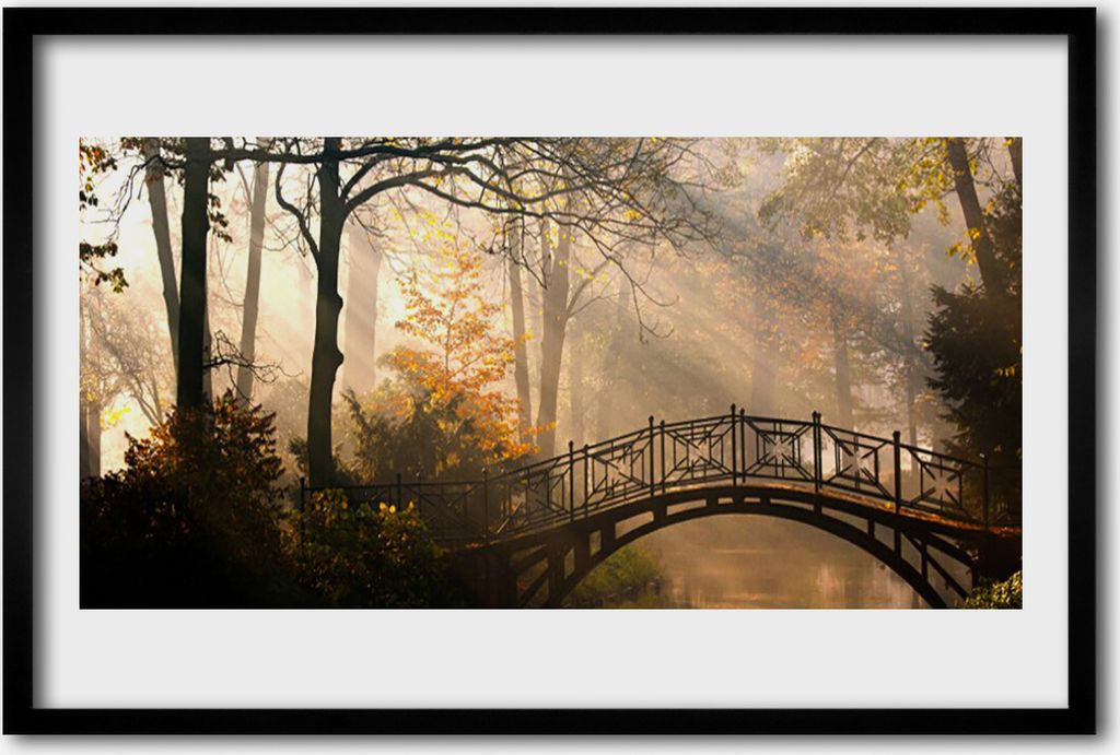 Bild 60x40 MDF-Rahmen Wandkunst Wald-Bridge-Architektur