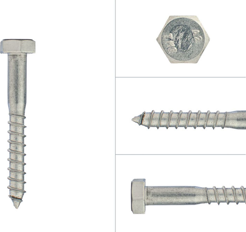 Sechskant Holzschrauben Edelstahl A2 M8 x 60 mm - Pro 100 Stück