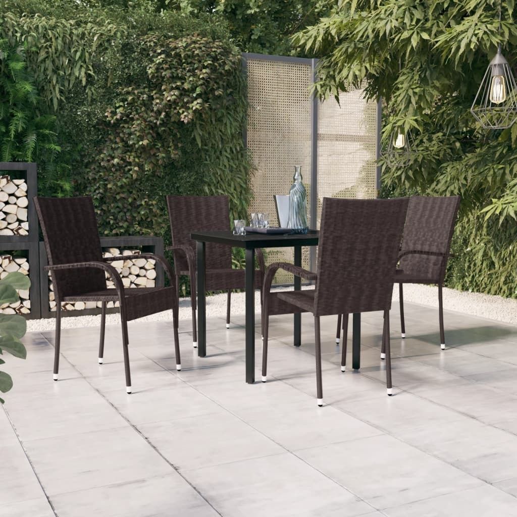 "2026 Promotion" 5-tlg. Garten-Essgruppe - mit Tisch und Stühlen - Braun und Schwarz - Gartenmöbelset CC4561