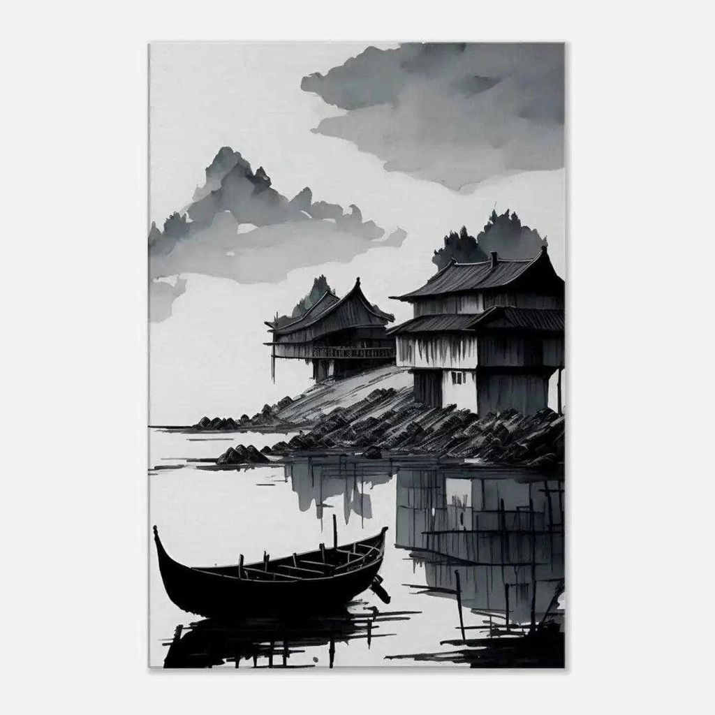 Deep Sea - Leinwandbild Japanisch: 150x200 cm / Leinwand / Goldener Rahmen