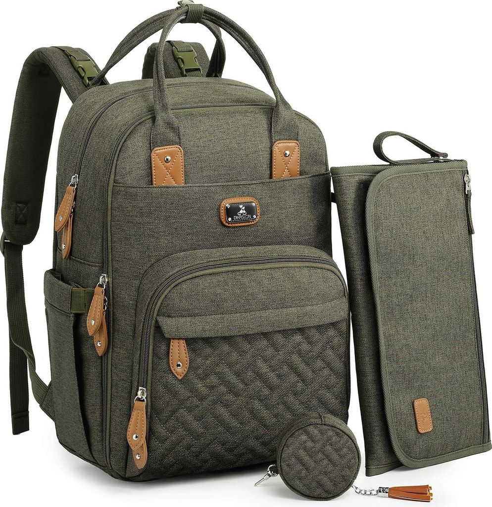 Dikaslon Wickeltasche Rucksack Großer Wickelrucksack mit Multifunktions-Babytaschen und mobiler Wickelauflage - Schnullerhalter und Kinderwagengur...