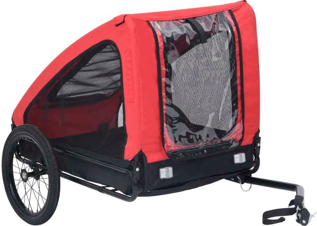 Ankonbej Fahrradanhänger für Hunde Rot und Schwarz