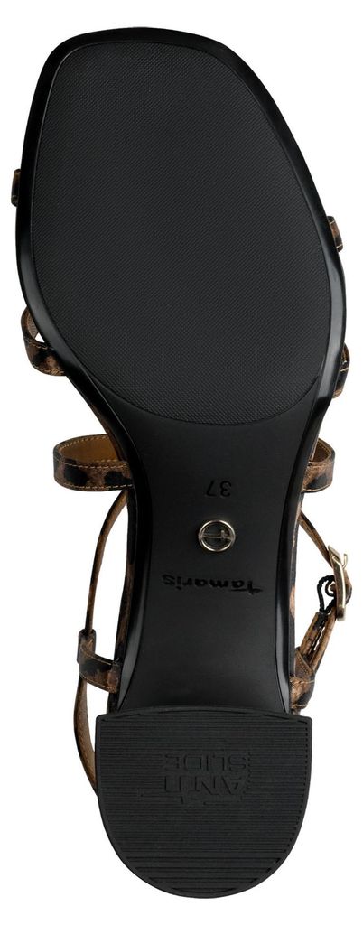 Tamaris Damen Sandalette aus Stoff mit Karree Spitze 1-28204-42, Größe:37 EU, Farbe:Braun