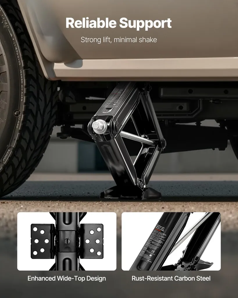SucceBuy Martinetto a forbice per camper con manovella, chiave a bussola e livella (4 pezzi). Stabilizzatore per il livellamento con regolazione dell'altezza da 103 a 595 mm. Martinetto robusto, caricabile fino a 4082 kg, resistente alla deformazione. - 4