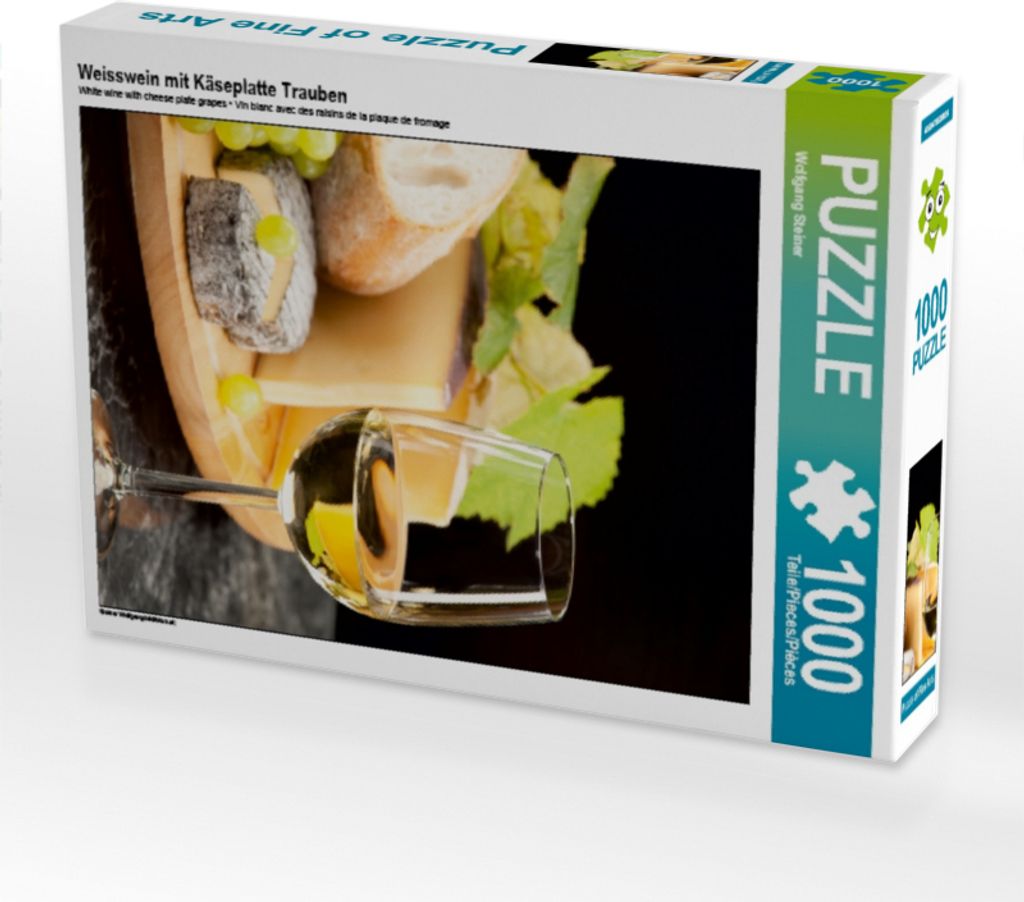 Calvendo Weisswein mit Käseplatte Trauben 1000 Teile Puzzle hoch 480x640mm, Steiner Wolfgang; 7438351