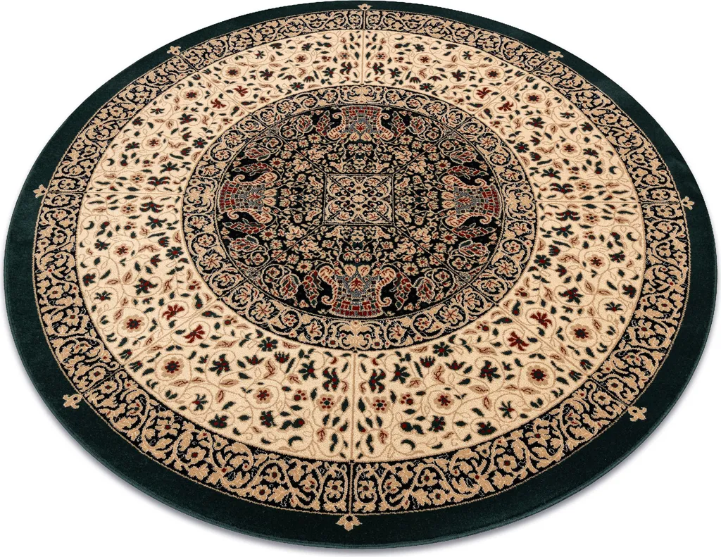 Tapis en laine POLONIA cercle WITRAŻ vert émeraude - Rond de 135 cm