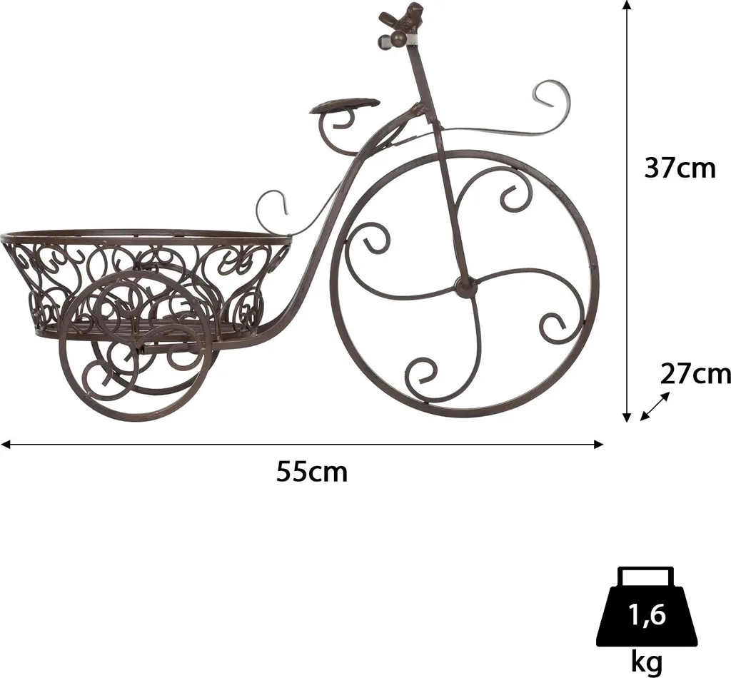 Panier à plantes Moritz en bois robuste : Roue décorative 55 cm jardin
