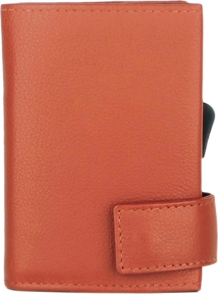 Kartenetui mit Münzfach & RFID Schutz aus Echtleder, Mini Geldbörse mit Aluminium Kartenhalter für 6 Karten, Damen & Herren Wallet