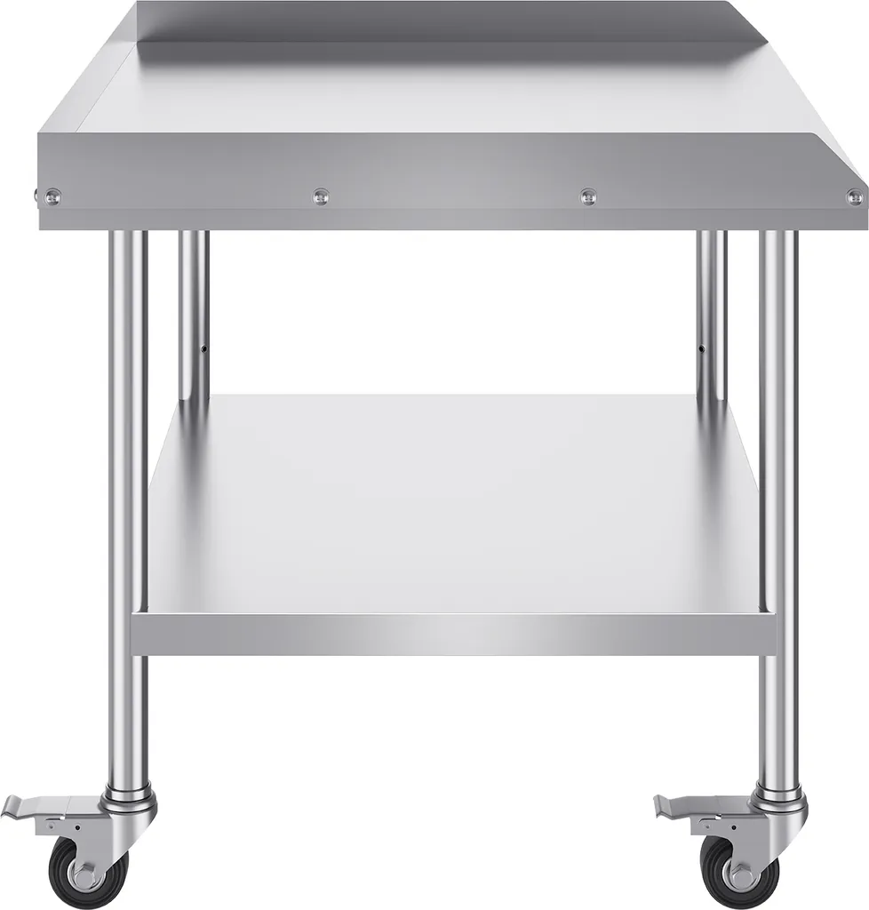 Tavolo Lavoro Acciaio Inox 76x91cm con Ruote e Alzatina | SucceBuy