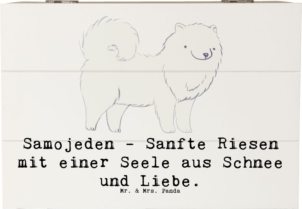 Mr. & Mrs. Panda holzschatulle Samojede Liebe 22 x 15 cm - Weiß - Geschenk, Hunderassen, geistige Auslastung, Schlittenhunde, fotobox, Hund, inspi...