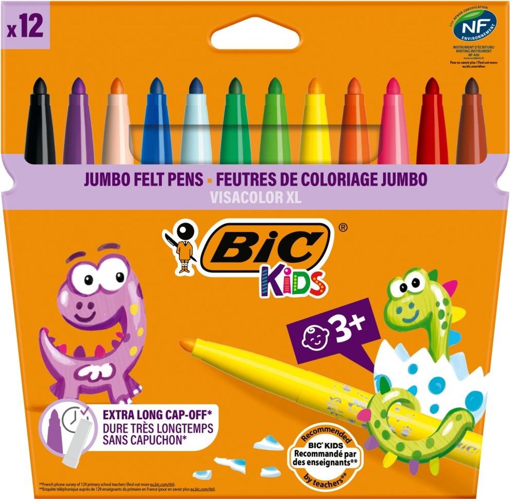 Flamastry Kids Visacolor XL BIC dla dzieci 12 kolorów zmywalne