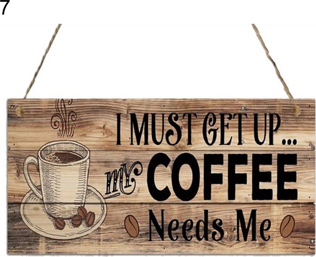 Schild Plaque Dekorative glatte Kante Holz Kaffeelemente Türanhänger für Cafégeschäft-7