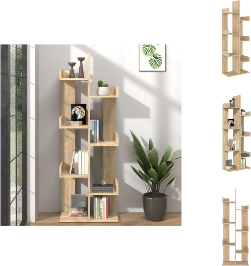 vidaXL Bücherregal Sonoma-Eiche 48x25,5x140 cm Holzwerkstoff - Bücherregale & Bücherschränke