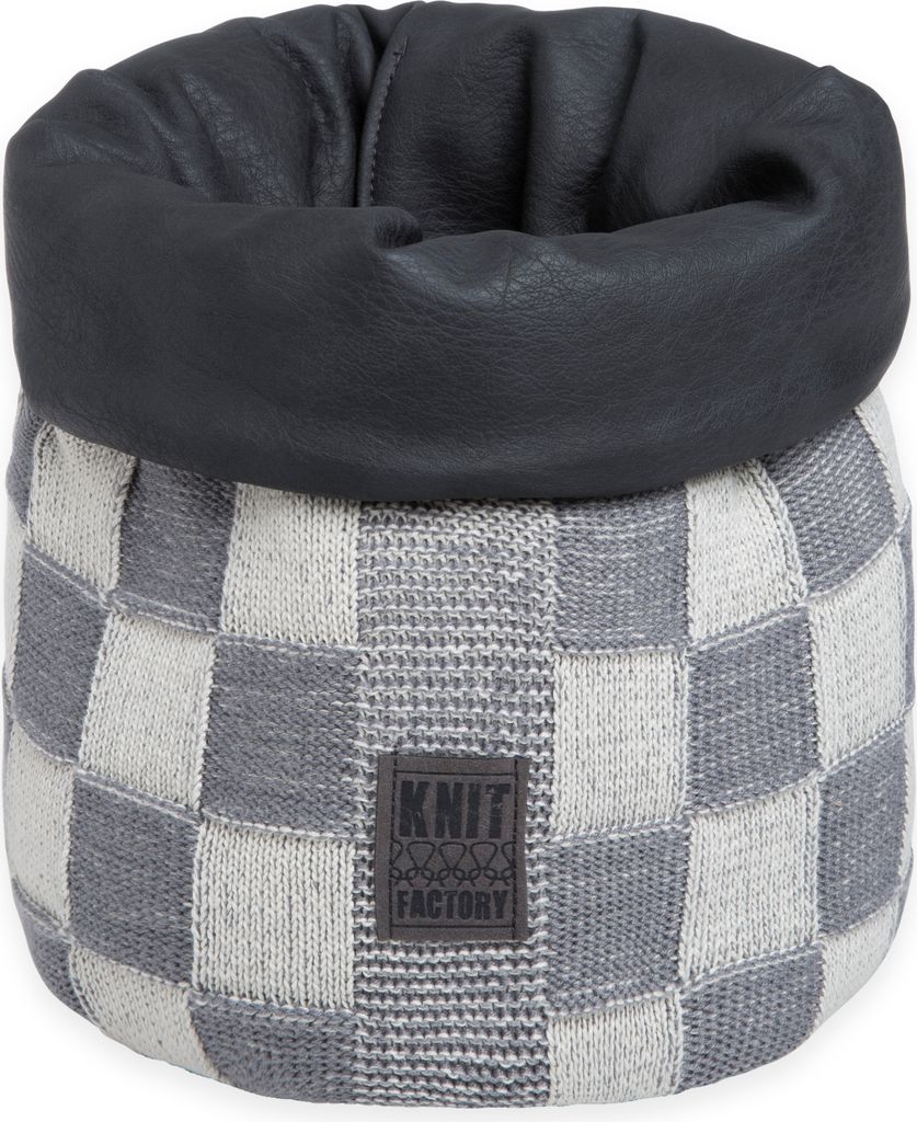 Knit Factory Korb Block - Ecru/Med Grey - 25 cm Produktbild 
