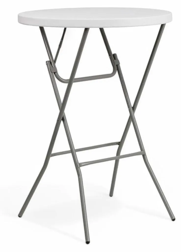 Table haute de bar en aluminium blanc pliable 80 cm résistante et légère