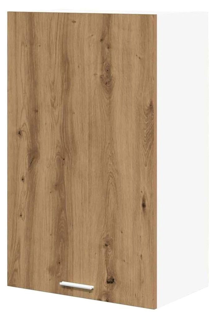 Oberschrank für Küche, Hängeschrank, Wandschrank, Küche, Eiche und Weiß, 50 x 31 x 80 cm