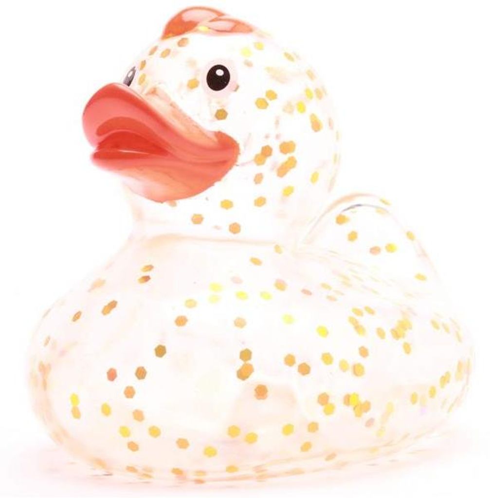 Badeente Glitzer - orange Vinyl 8 cm Quietscheente