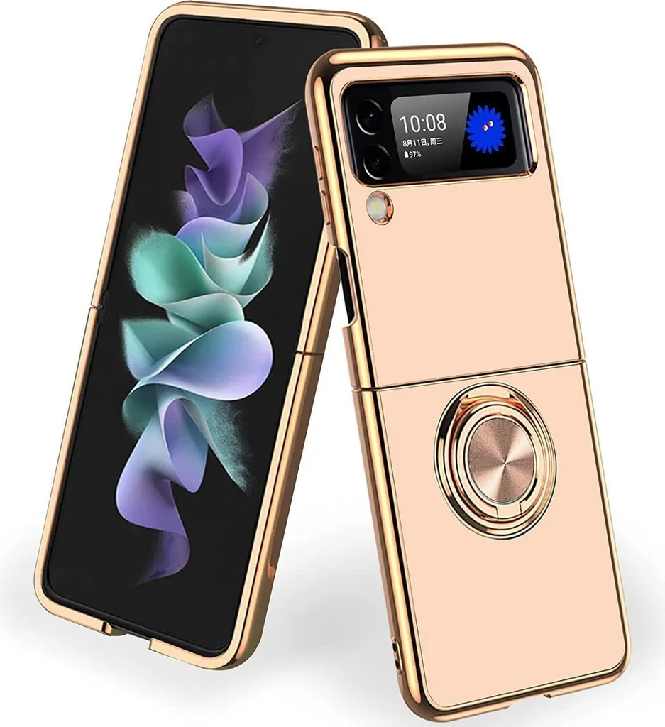 Cover Rosa Luxury per Galaxy Z Flip 3 5G: Stile Galvanizzato e Ring