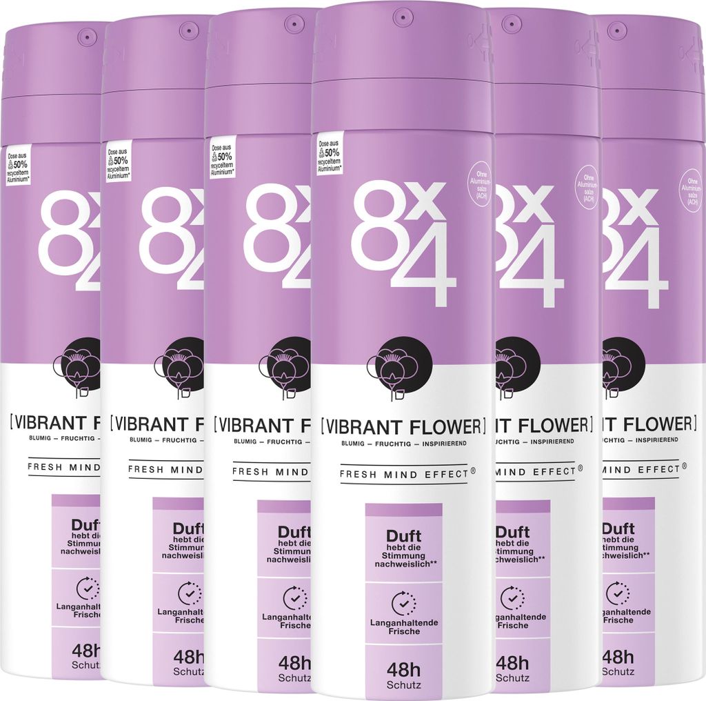 6x 8 x 4 Deospray - Vibrant Flower 150 ml Produktbild 