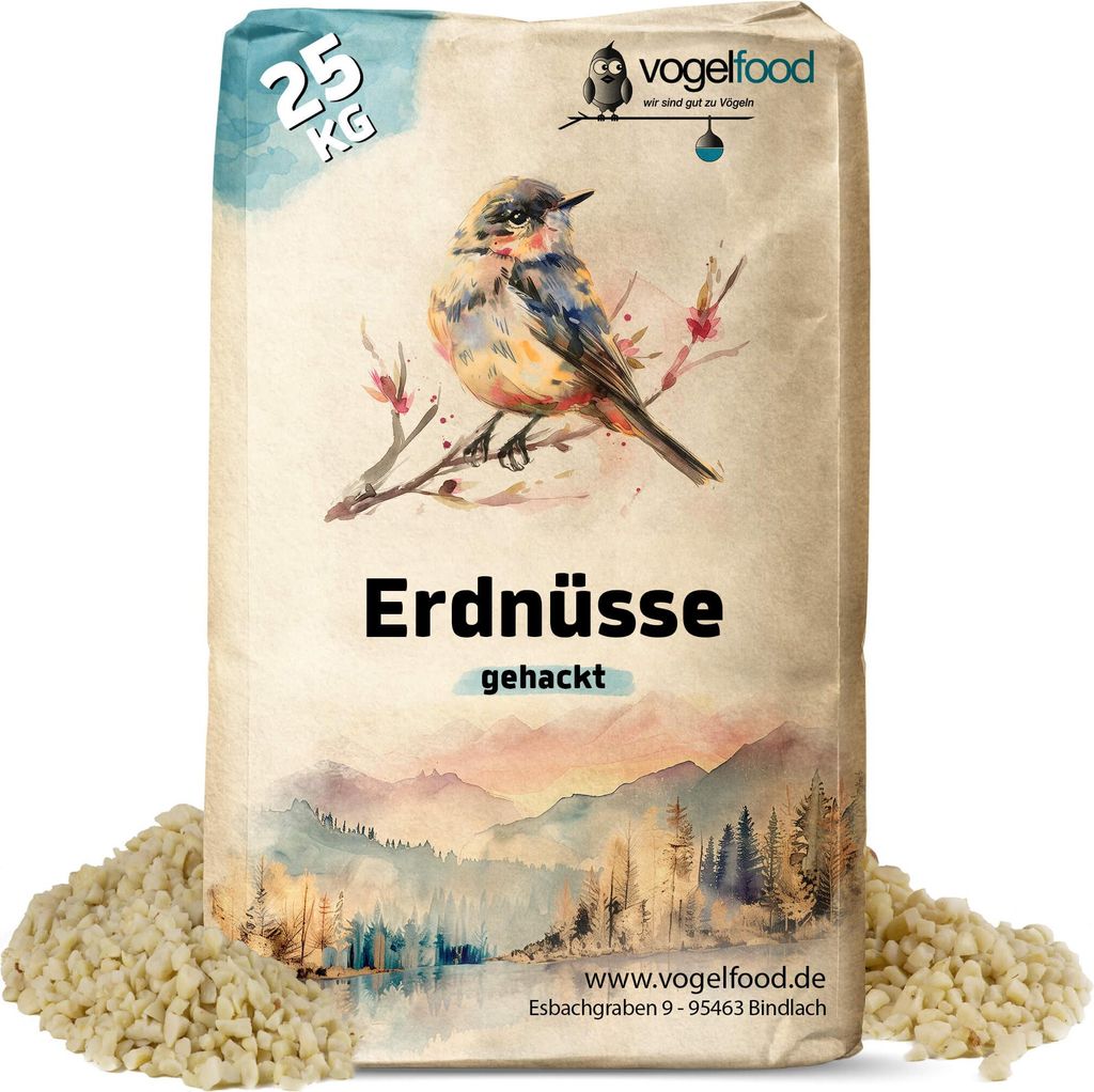 25 kg Erdnusskerne Erdnüsse gehackt blanchiert ohne Haut Erdnussbruch Eichhörnchenfutter