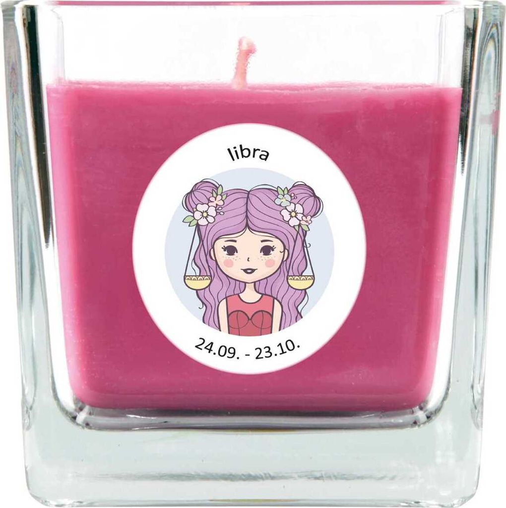 HS Candle "Sternzeichen" Duftkerze Lavendel im Bonbonglas ( Waage ) - viele Motive zur Auswahl, 190g - Brenndauer bis zu 50 Std - Libra