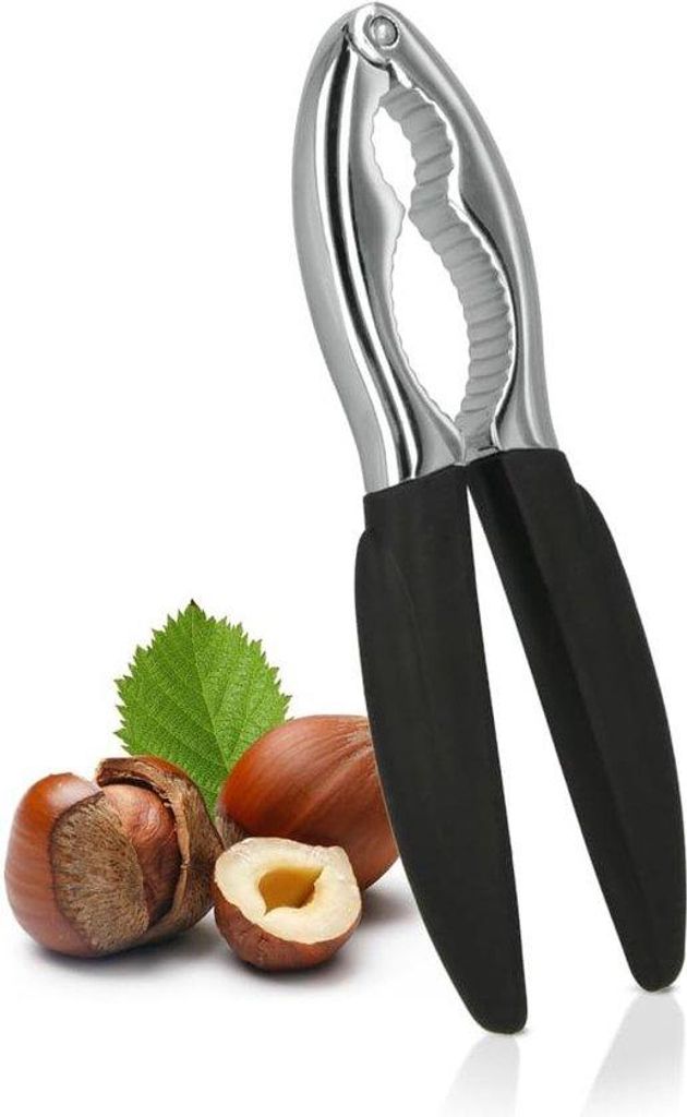 Nussknacker aus Zamac, extra schwere Ausführung mit Gummigriff, Chrom/Schwarz