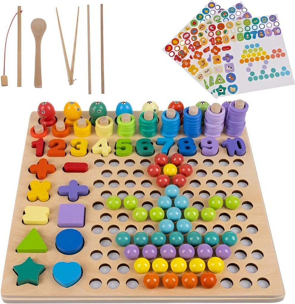 Kruzzel 17252 Dřevěná vkládačka rybičky, čísla, kruhy Obrázek produktu 